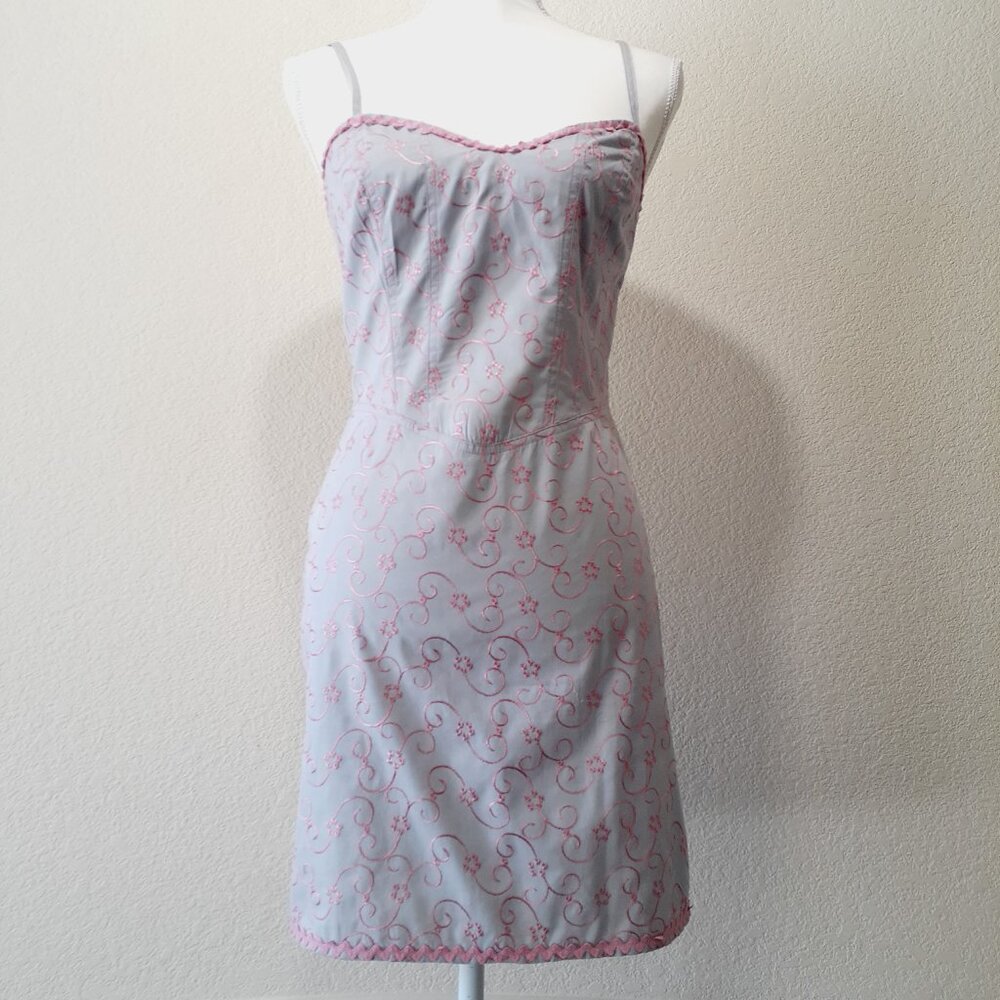Betsey Johnson Light Blue Mini Dress with Pink Trim